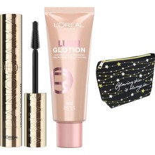 AKS L’oréal Paris Panorama Hacim Veren Maskara Siyah & Glotion All-In-One Doğal Işıltı 902 - Light Glow & Hediye Çanta