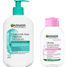 AKS Garnier Hyaluronik Aloe Nemlendiren ve Yatıştıran Temizleyici 250 ml & Micellar Kusursuz Makyaj Temizleme Suyu (100 Ml) Cilt Bakım Seti
