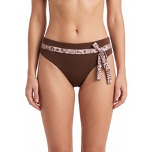 Loya Leopar Bağlama Detaylı Tek Alt Bikini
