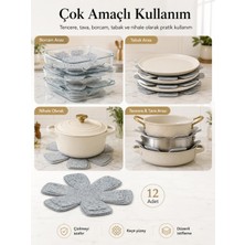AKS Beylını 12'li Set Tava Tencere Koruyucu ve Düzenleyici Keçesi (Gri)
