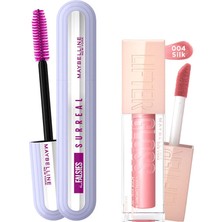 AKS Maybelline New York Falsies Surreal Maskara + Lifter Gloss Nemlendirici Dudak Parlatıcısı - 004 Silk