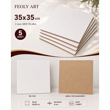 Feoly Art Mdf - 35X35 cm Beyaz Lam Mdf Plaka | 3mm - 5 Adet - Beyaz Pasta Altlığı