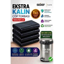 Sedef Plastik 100X150 cm Siyah Kalın Çöp Torbası - Battal Boy Sanayi Tipi Dayanıklı Taşıma Poşeti (1 Kg)