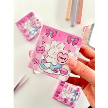 Kağıt Gemi Dükkan Cute Love Bunny Kalpli Sert Kapaklı 130 Yaprak Renkli Mini Planlayıcı/not Defteri/mıknatıslı Ajanda