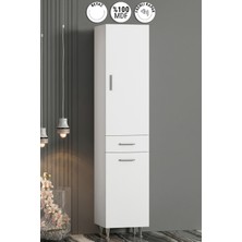 Özceden Boy 30*195 cm Beyaz Mdf Sepetsiz Banyo Boy Dolabı