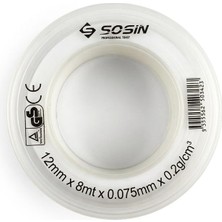 AKS Sosin 8 Metre Ptfe Tesisat Sızdırmazlık Malzemesi - 12MM Genişlik - Musluk, Batarya ve Boru Dişlisi Sızdırmazlık Ekipmanı - Profesyonel Tesisatçı Tipi Yalıtım Ürünü (2 Adet)