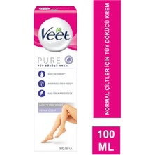 AKS Veet Pure Tüy Dökücü Krem, Normal Ciltler Için, Bacak Kol Koltuk Altı ve Bikini Bölgesi, 100 ml