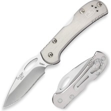 AKS Buck Çakı Çakı Mini Spitfire, Gümüş, Çelik 420HC, Back-Kilidi, Alüminyum Tutaç Kabı, Paslanmaz Çelik-Clip, 290909