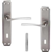 AKS Oda Kapı Kolu Nikel Inox Aynalı Sağa Sola Uygun Iç Dış Ahşap Pvc Metal Çelik Kapısı Tutamağı 1 Takım