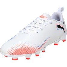 AKS Puma Future 8 Play Fg/ag Jr Erkek Çocuk Krampon, White-Puma Black-Glowing Red, 38.5
