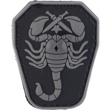 AKS Single Sword Single Sword Akrep Plastik Patch - Peç Küçük Boy 4cm x 5,5cm, Siyah