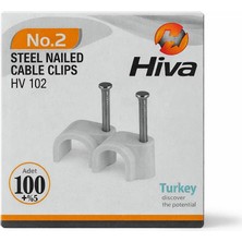 AKS Proalet Hiva Çelik Çivili Kroşe, Kablo Klipsi, Dayanıklı, Plastik, Beyaz, Pratik, Kablo Sabitleme Aparatı, Elektrik, Tesisat Düzenleme Için, Çivi Klips Seti, 100 Adet (No:2)