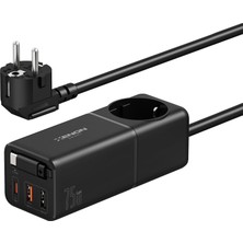 AKS Xenon Smart Masaüstü Priz Hızlı Şarj Istasyonu | 75W Gan 4000W Ac Dahili Usb-C Kablo 3 x USB Pd Pps X6412