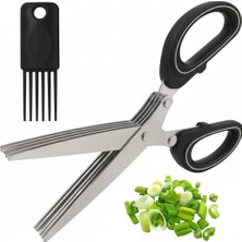 AKS Orret Home 5 Bıçaklı Paslanmaz Çelik Sebze Makası – Mutfak Makası, Maydanoz, Soğan, Dereotu, Salata ve Yeşillik Doğrama Için Pratik Şef Makası, Çok Bıçaklı Yeşillik Kesme Makası