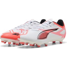AKS Puma Unisex Ultra 5 Play Fg/ag Futbol Ayakkabısı, Puma White Puma Black Glowing Red, 41 Eu