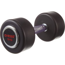 AKS Avessa OLMP15KG Avessa 15 kg Olimpik Dambıl Kauçuk Kaplı Salon Tipi Dambıl Unisex, Siyah, M