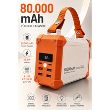 Matechno 80.000 Mah Powerbank 22.5W Hızlı Şarj 4 USB + 2 Type-C Çıkışlı Dahili Kablolu Dijital Göstergeli Taşıma Kulplu Taşınabilir Şarj Cihazı Powerbank Güç Bankası