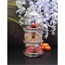 AKS Paşabahçe 96815 Villa Patisserie 3 Katlı Cam Kurabiyelik Büyük Boy Şefaf