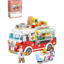 AKS Loz Mini Block Serisi Food Truck/pizza Kamyonu -LZ1739 (490 Parça) Oyuncak Yapım Seti