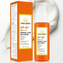 AKS MARUDERM%100 Mineral Filtre Güneş Kremi Spf 50+ Pa++++ – Çinko Oksit ile Hassas Ciltler Için Nazik Güneş Koruyucu, Hyaluronik Asit ile Nemlendirici, 50 ml