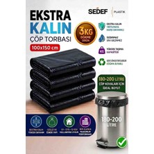 Sedef Plastik 100X150 cm Siyah Kalın Çöp Torbası - Battal Boy Sanayi Tipi Dayanıklı Taşıma Poşeti (3 Kg)