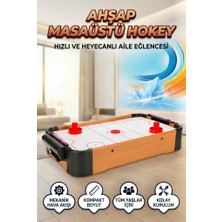Farbu Oyuncak Ahşap Masaüstü Air Hockey 51 cm Hokey Oyunu Mekanik Hava Akışlı Aile ve Çocuk Oyuncak