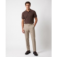 HC MEN CLASSIC Erkek Bej Modern Fit Düz Yün Klasik Pantolon
