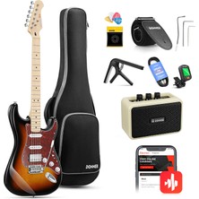 Donner Elektro Gitar, DST-152S 39 Inç Elektro Gitar Kiti, Yüksek Hız Çeliği Manyetik Bobin Bölmeli, Yetişkinler Için Amplifikatörlü Gitar Başlangıç Paketi, Çanta, Aksesuarlar, Sunburst