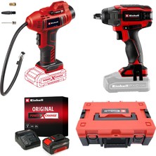 AKS Einhell Impaxxo 18/230 + Ce-Cc 18 Li Akülü Somun Sıkma ve Oto Hava Kompresörü Seti (4,0 Ah Akü ve Şarj Cihazı, Çanta Dahildir)