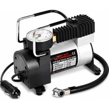 AKS 150 Psı 35 L/dk Oto Lastik Hava Kompresörü, 12V Taşınabilir Lastik Şişirme Pompası, Manometreli, Otomobil Motosiklet Bisiklet ve Top