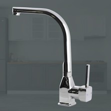 AKS BADEM10 Jetta Uzun Kuğu Batarya Krom Lavabo Banyo Mutfak Musluğu Musluk Mermer Tezgah Üstü Çift Su Giriş Evye