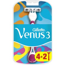 AKS Gillette Venus Tek Kullanımlık Kadın Tıraş Makinesi, 6 Tıraş Makinesi, 3 Kat Bıçak Ağzı ile