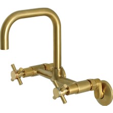 AKS Kingston Brass Concord 20 cm Ayarlanabilir Merkez Duvara Monte Mutfak Bataryası, Fırçalanmış Pirinç