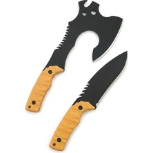 AKS Orret Home Kamp Baltası ve Bıçak Seti Deri Kılıflı Outdoor Balta Bıçak Seti Kamp Bıçağı Avcı Bıçağı Çok Amaçlı Survival Set (Asorti Renk)