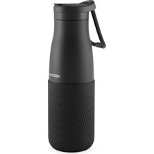 AKS Puccon Siyah 500 ml Çelik Okul Matarası - Silikon Gövdeli (Nokta) Çelik Termos - 50026