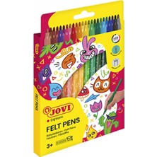 Jovi 1624 Üçgen Gövde Keçeli Kalem 24 Renk - 3mm Orta Uçlu, Havalandırmalı Güvenlik Kapaklı Ergonomik Boyama Kalemi