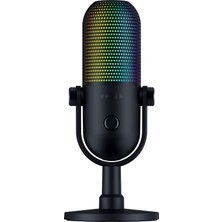 AKS Razer Seiren V3 Chroma - Dokunarak Sessize Alma Özellikli Rgb USB Mikrofon (Yayın ve Oyun Reaktif Aydınlatma, Kondenser Mikrofon, Dijital Kazanç Sınırlayıcı ve Dahili Darbe Emici), Siyah