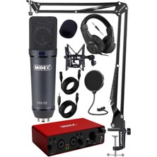 AKS Midex Stüdyo Ekipmanları Exclusive Paket-4 Cx2 Mikrofon GLX-800 Ses Kartı Stüdyo Kayıt Seti
