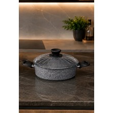Gelincik 28CM Granit Ezme Basık Tencere Pilav ve Karnıyarık Tenceresi