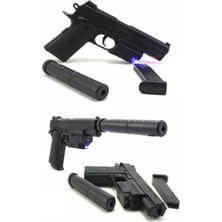 AKS Renkli Lazer Işıklı Boncuk Atan Oyuncak Tabanca, Eğlenceli Oyun Için