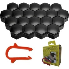 Zmo Technik M19 Bijon Kapağı Seti 19X27MM Siyah Universal 13450276 1008036 20 Adet + Sökme Aparatı (Tüm Suv Araçlara Uyumlu)