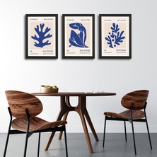 Tilki Dünyası Henri Matisse 3'lü Alüminyum Çerçeveli Poster Seti - Önden Açılır A3 Açılır Kapanır Çerçeve Seti Mavi Nü ve Botanik Yapraklar