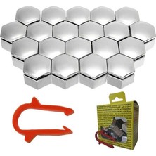 Zmo Technik M19 Bijon Kapağı Seti 19X27MM Krom Universal 13450276 1008036 20 Adet + Sökme Aparatı (Tüm Suv Araçlara Uyumlu)