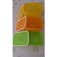 Tupperware Renkli Dörtgen Saklama Kabı Set