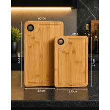 Nixa Bambum Dual 2’li Bambu Kesme Tahtası Seti Siyah Detaylı