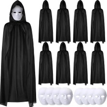 TeknoKapsül 120 cm Siyah Kapüşonlu Pelerin ve Boyanabilir Karton Maske 8’li Set