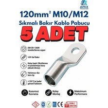 Sutem 120MM M10/M12 Skp Sıkmalı Bakır Kablo Pabucu 5'li Paket