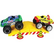 PopŞeker Canavar Kamyon Monster Truck Oyuncak Seti 6 Parça – Hayvan Kafalı Araba, Fırlatıcı ve Aksiyon Rampası