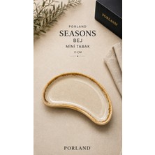 Porland Seasons Koyu Gri / Bej Mini Tabak (11 Cm)