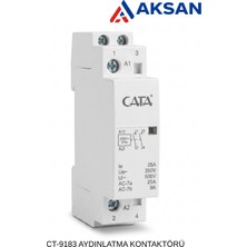 Cata CT-9183 25A Sessiz Modüler Aydınlatma Kontaktörü 2 Kutuplu 230V Dın Ray Tipi (1 Modül)